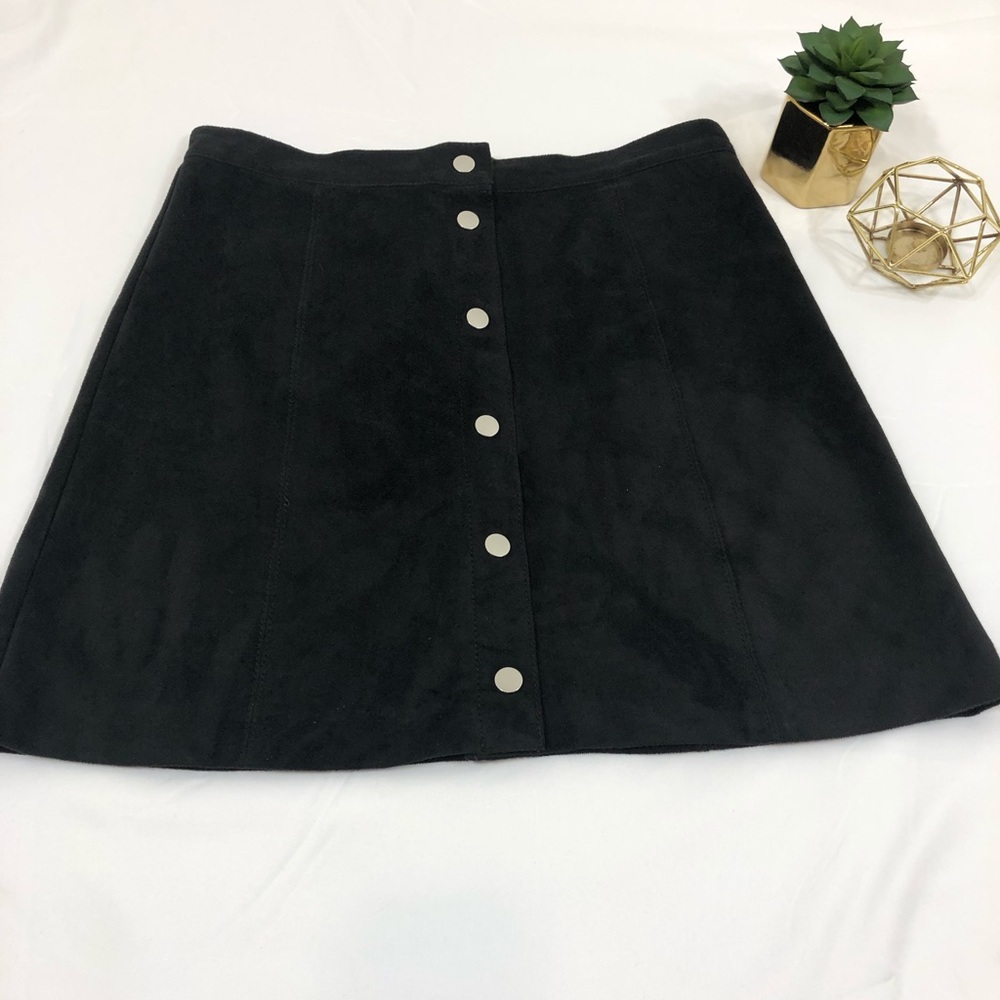 Suede button up skirt